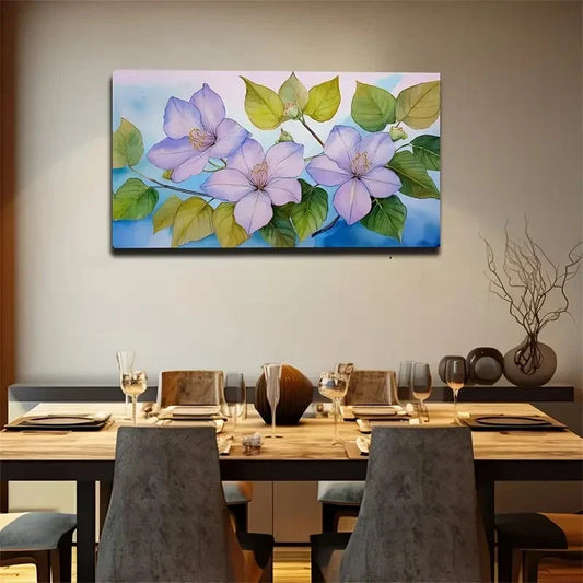 Pale Purple Morning Glory Wall Art Canvas Office Home Room Framed 120x60cm