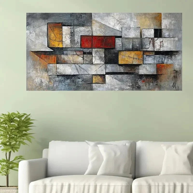 Abstract Geometric Shapes Wall Art Canvas Office Home Room Framed 120x60cm