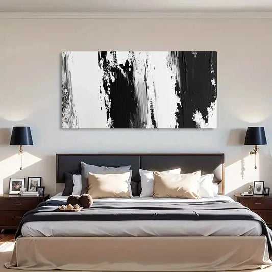 Abstract Black And White Spring Wall Art Canvas Office Home Room Framed 120x60cm