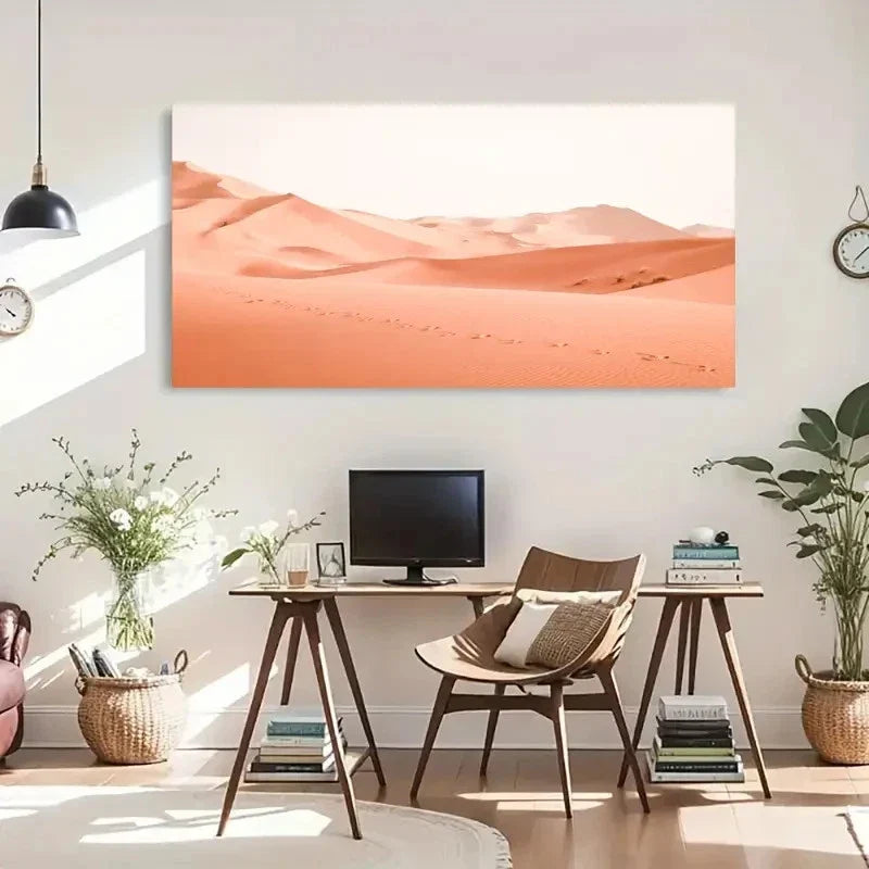 Desert Landscape Contemporary Wall Art Canvas Office Home Room Framed 80x45cm