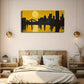 Silhouette Buildings & Golden Wall Art Canvas Office Home Room Framed 120x60cm