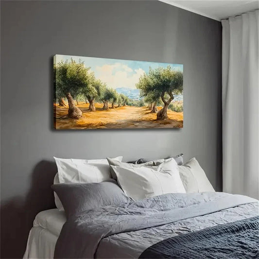 Neatly Planned Row of Trees Wall Art Canvas Office Home Room Framed 80x45cm