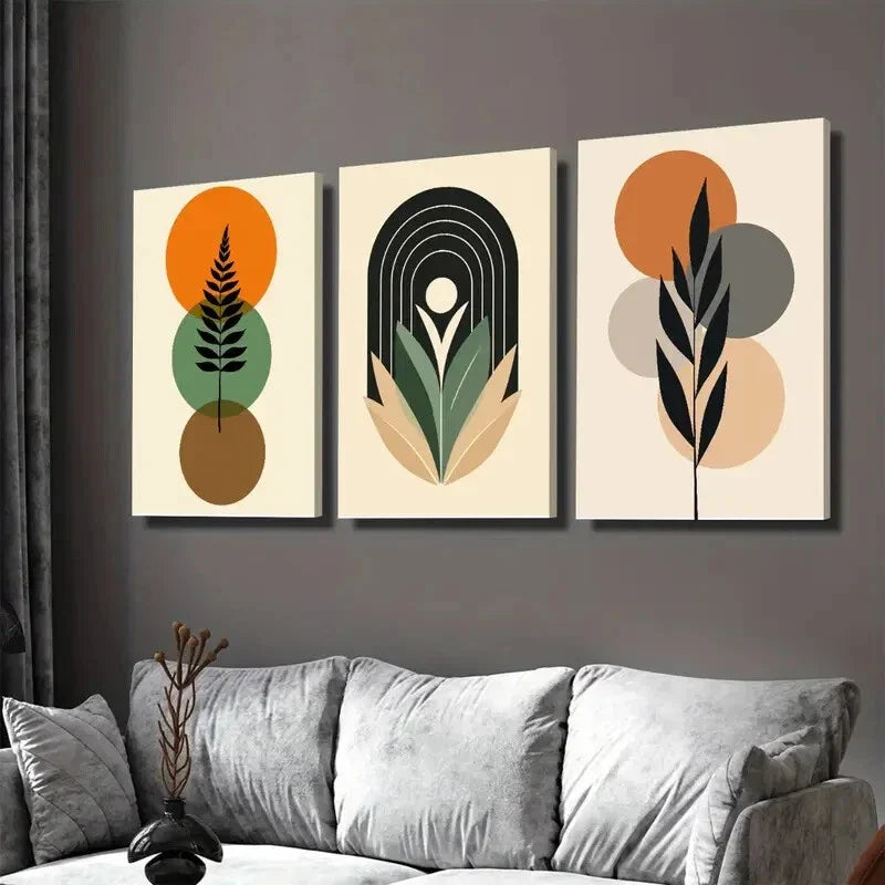 3pcs Abstract Boho Style Framed Botanical Wall Art Set Canvas Framed 40x60cm - High Quality Print 100% Australian Made Wall Canvas Ready to Hang