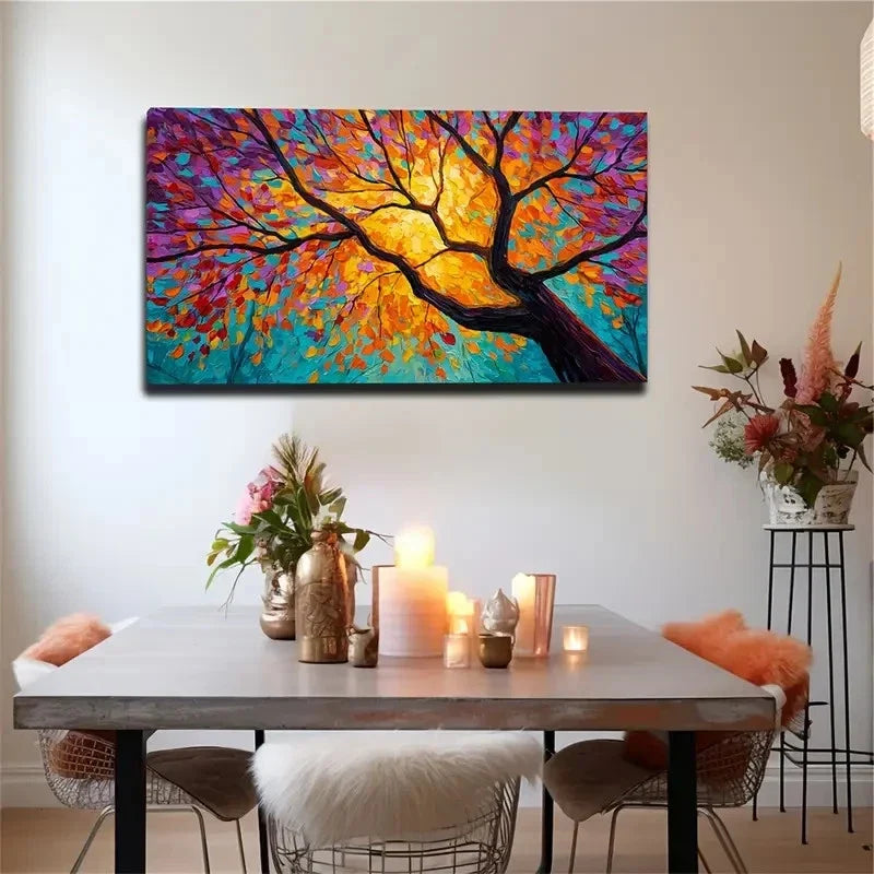 Modern Minimalist Leaf Tree Wall Art Canvas Office Home Room Framed 80x45cm