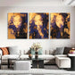3pcs Human Face in Bold Orange & Blue Perfect Wall Art Set Canvas Framed 40x60cm - High Quality Print 100% Australian Made Wall Canvas Ready to Hang