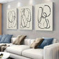 3pcs  Abstract Black Line Wall Art Canvas Wall Art Set Canvas Framed 40x60cm - High Quality Print 100% Australian Made Wall Canvas Ready to Hang