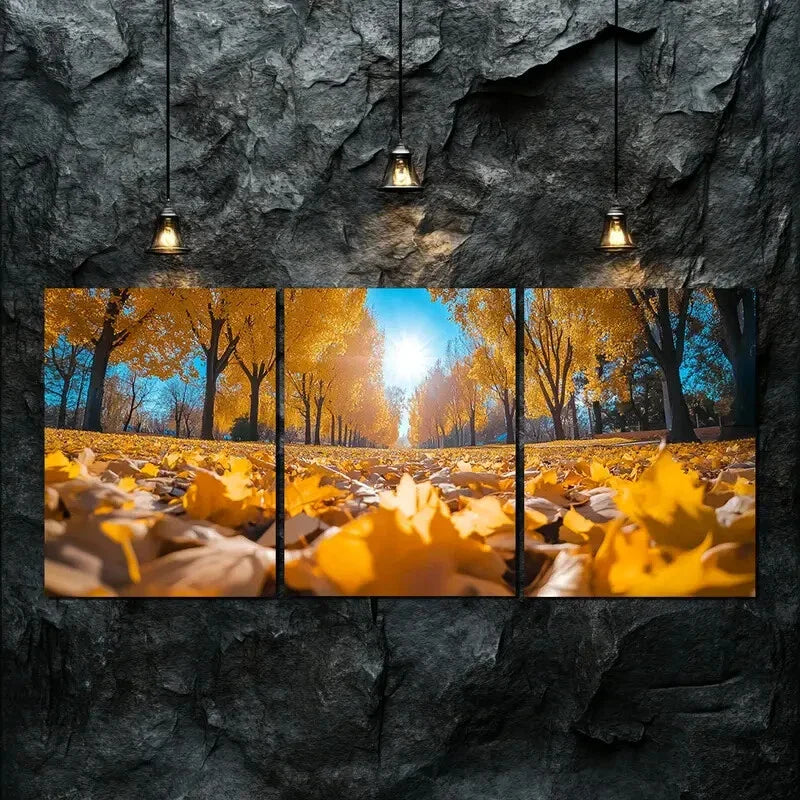 3pcs Vibrant Autumn Forest Nature Perfect Wall Art Set Canvas Framed 40x60cm - High Quality Print 100% Australian Made Wall Canvas Ready to Hang