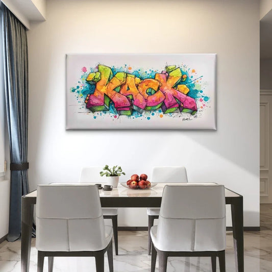Colorful Street Art Splash Wall Art Canvas Office Home Room Framed 80x45cm