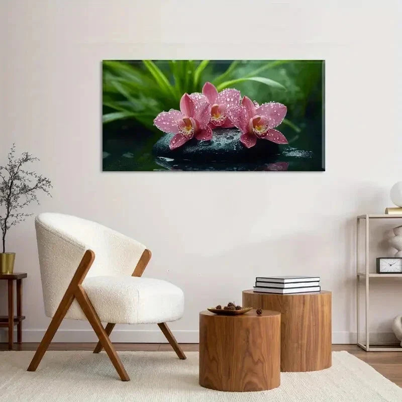 Dewy Orchid Design Aesthetic Wall Art Canvas Office Home Room Framed 120x60cm