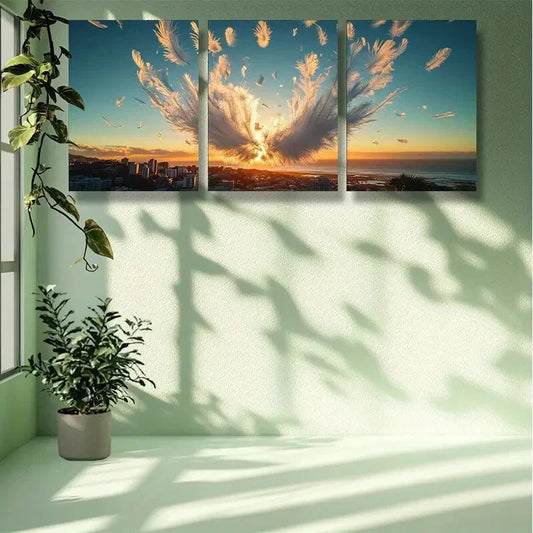 3pcs Sunset in Cape Town Metal Print Ready to Hang Art