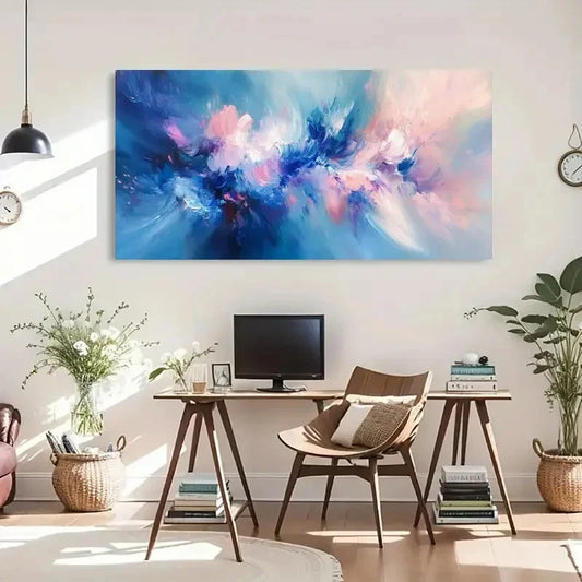 Vibrant Blue Purple & Pink Wall Art Canvas Office Home Room Framed 120x60cm