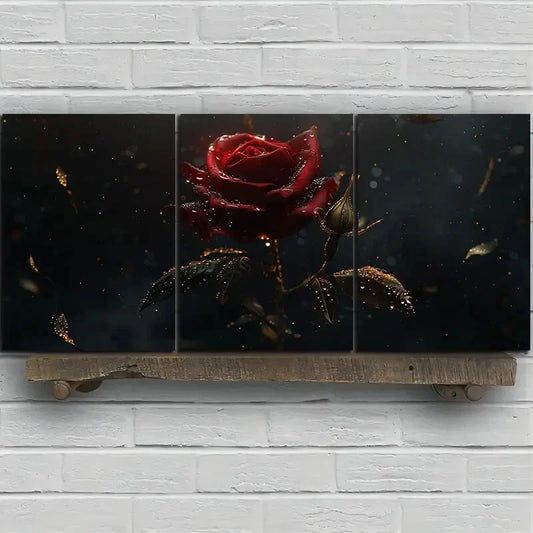 3pcs Rose Elegant Floral Design Metal Print Ready to Hang Art