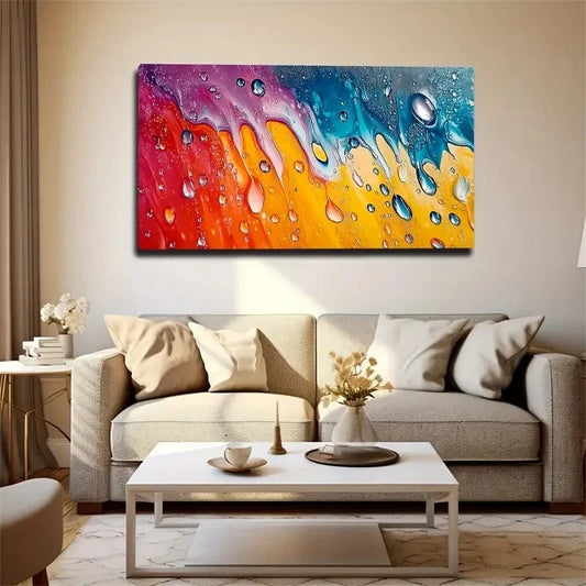 Color Panel Water Drop Wall Art Cacnvas Office Home Room Framed 120x60cm