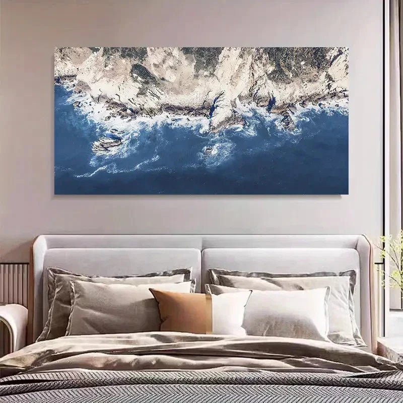 Modern Satellite Map Aesthetic Wall Art Canvas Office Home Room Framed 120x60cm