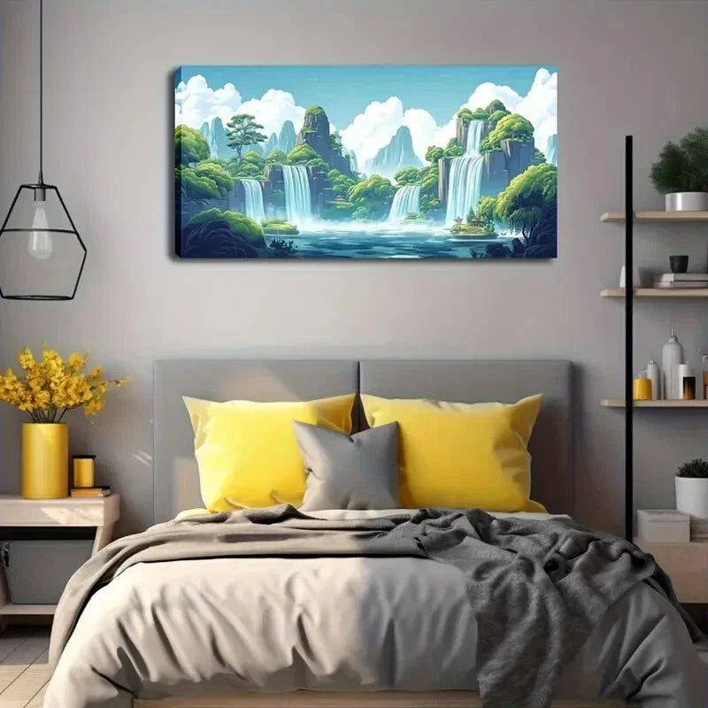 Serene Lake Reflection Greenery Wall Art Canvas Office Home Room Framed 120x60cm