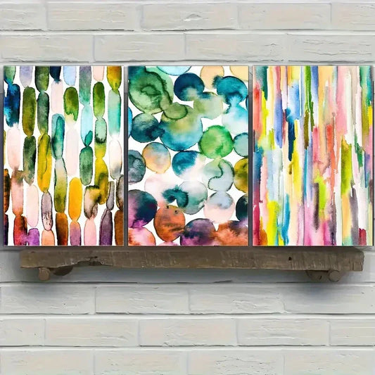3pcs Colorful Poster Abstract Art Decoration Metal Print Ready to Hang Art
