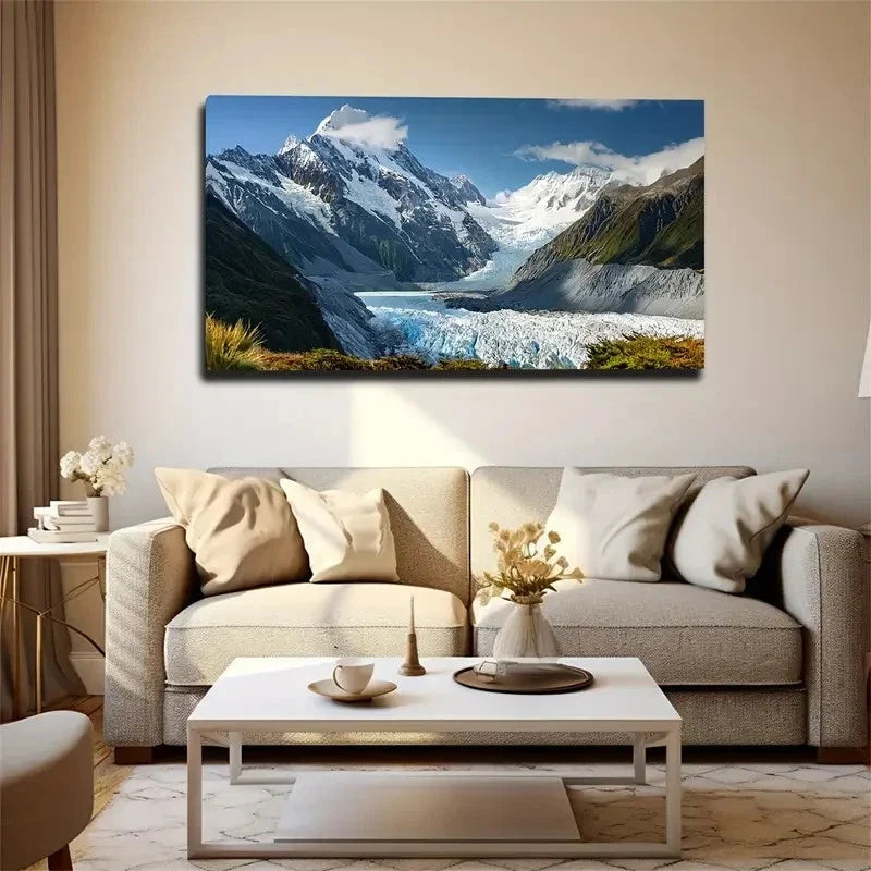 Thick Glacier & Snow Wall Art Canvas Office Home Room Framed 120x60cm