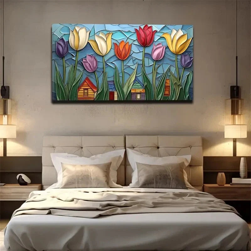 Blue Fragment Pattern Suitable Wall Art Canvas Office Home Room Framed 120x60cm