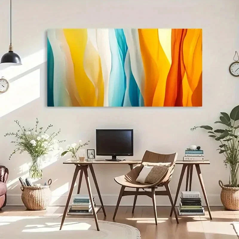 Deco Modern Style Waves Décor Wall Art Canvas Office Home Room Framed 120x60cm