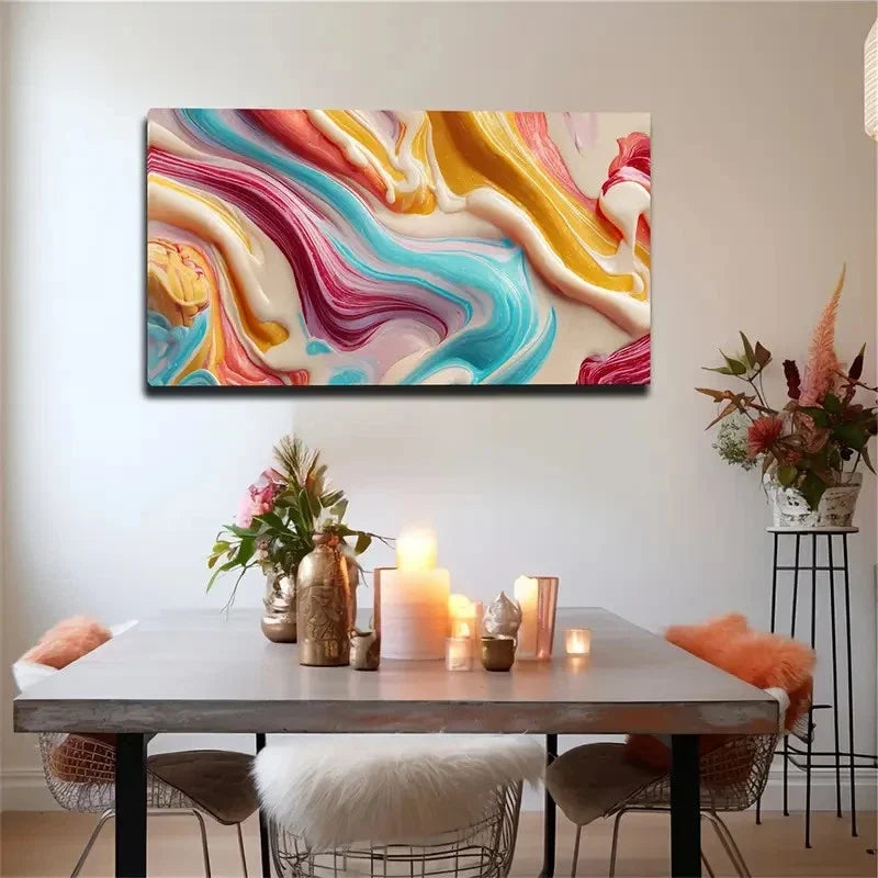 Large Abstract Fluid Texture Wall Art Canvas Office Home Room Framed 120x60cm