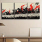 3pcs Black Horses Warriors Fight Metal Print Ready to Hang Art