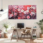 Dreamy Floral Scene Pink Garden Wall Art Canvas Office Home Room Framed 120x60cm