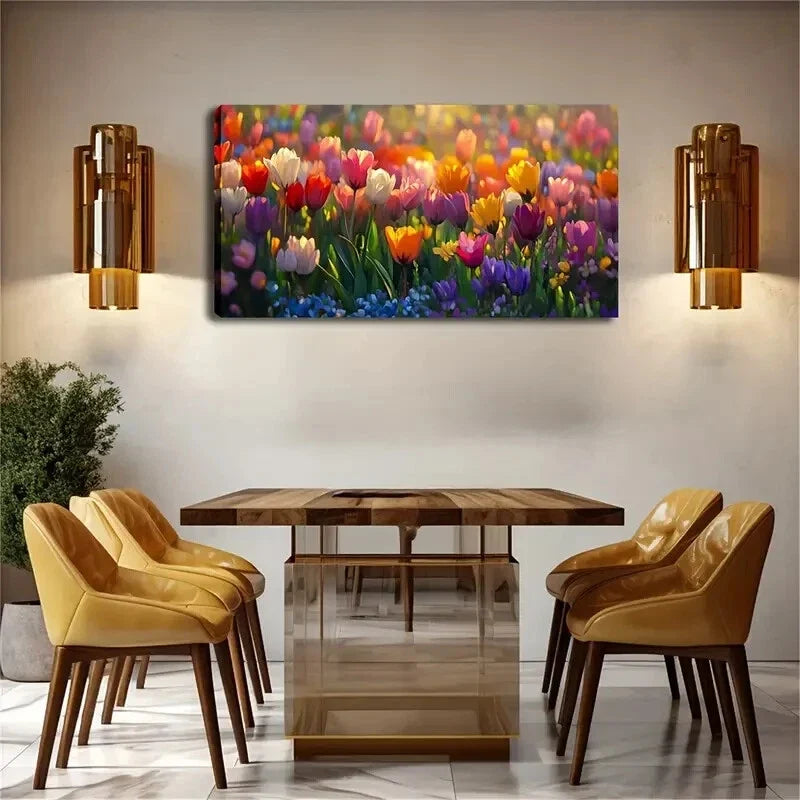 A Colorful Tulip Sea Creative Wall Art Canvas Office Home Room Framed 120x60cm