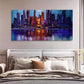 Vibrant Cityscape Night View Wall Art Canvas Office Home Room Framed 80x45cm