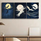 3pcs Cranes Fly Under the Moon Nature Perfect Wall Art Set Canvas Framed 40x60cm - High Quality Print 100% Australian Made Wall Canvas Ready to Hang