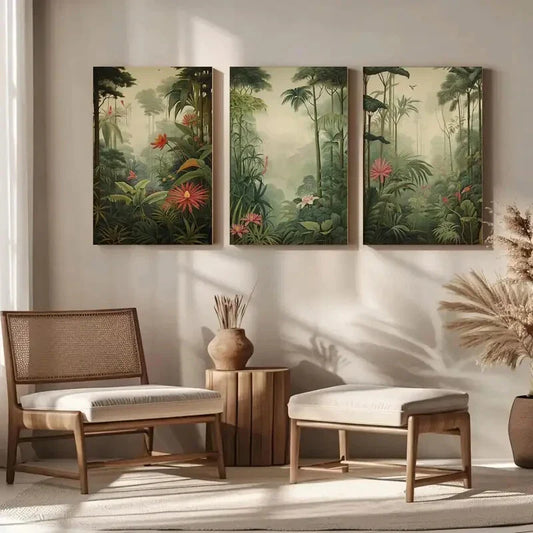 3pcs Bohemian Leaves Tropical Jungle Floral Metal Print Ready to Hang Art