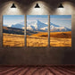 3pcs Snow Mountain Brown Blue Sky Metal Print Ready to Hang Art