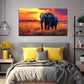 Sunset Elephant Vibrant Red Wall Art Canvas Office Home Room Framed 120x60cm