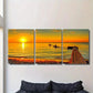 3pcs Vibrant Ocean View with Fishing Boats Metal Print Ready to Hang Art