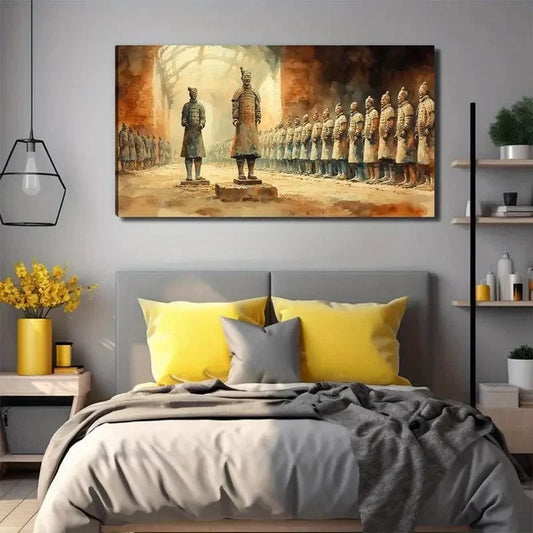 Terra-Cotta Warriors Wall Art Canvas Office Home Room Framed 120x60cm