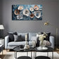 Harmonious Flower Tones In Blue Wall Art Canvas Office Home Room Framed 120x60cm