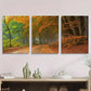 3pcs Autumn Forest Path Leaves and Tranquil Metal Print Ready to Hang Art