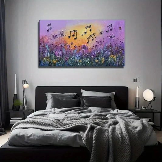 Vibrant Music Floral Landscape Wall Art Canvas Office Home Room Framed 80x45cm