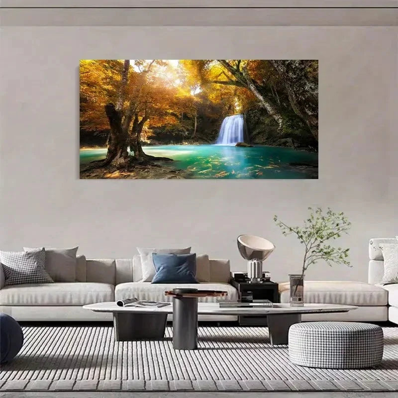 Autumn Forest Maple Leaf Wall Art Canvas Office Home Room Framed 120x60cm