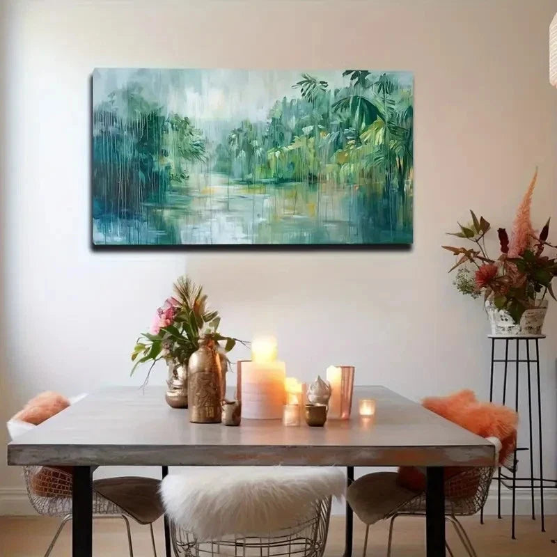 Vibrant Tropical Rainforest Wall Art Canvas Office Home Room Framed 120x60cm