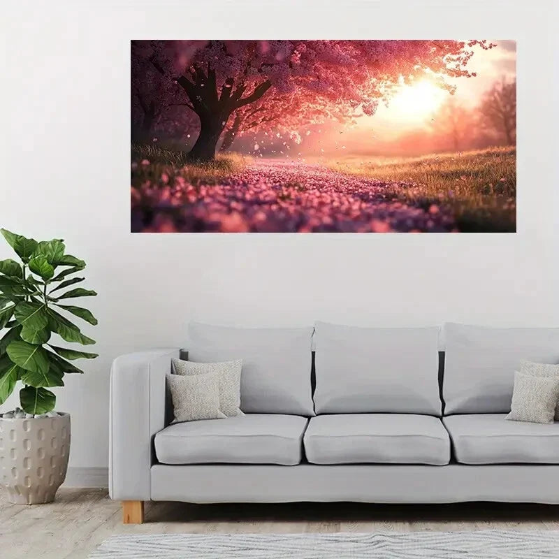 Blooming Cherry Blossom Serene Wall Art Canvas Office Home Room Framed 120x60cm