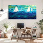 Sea Waves Vibrant Blue Décor Wall Art Canvas Office Home Room Framed 120x60cm