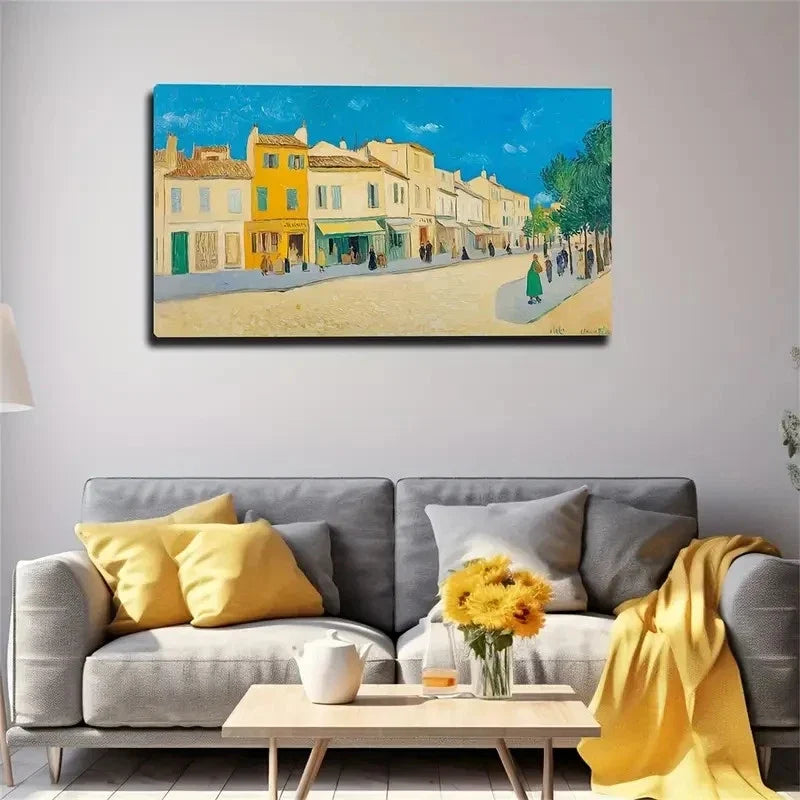 Serene Urban Street View Wall Art Canvas Office Home Room Framed 120x60cm