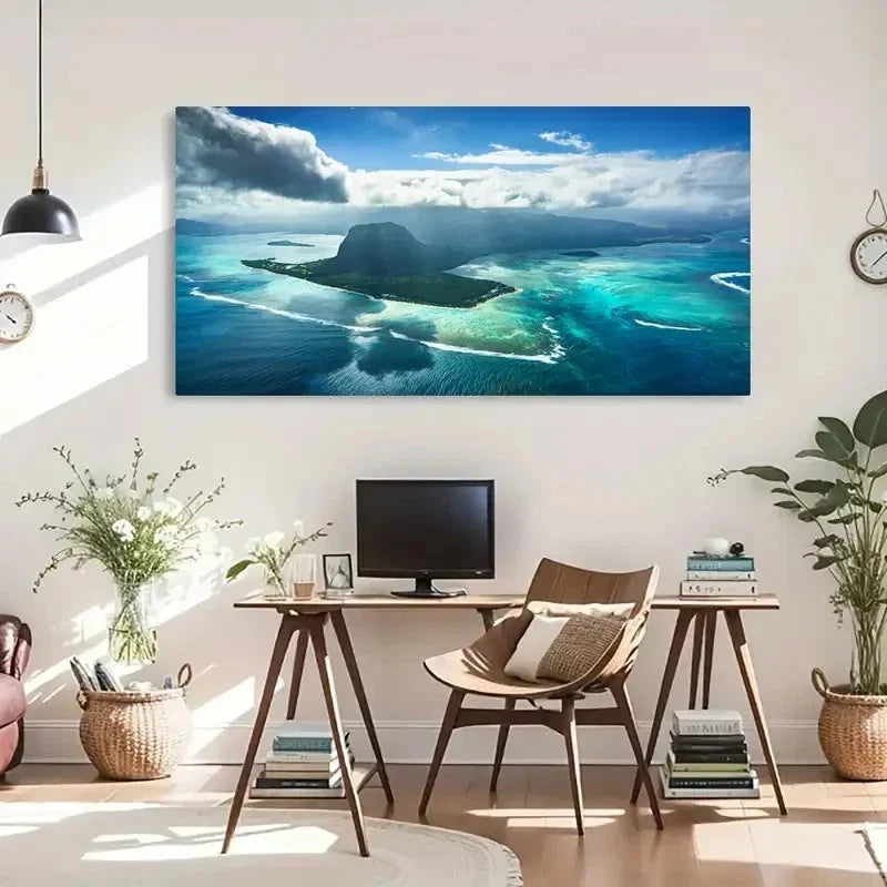 Natural Scenery Ocean Beach Wall Art Canvas Office Home Room Framed 80x45cm
