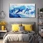 Vibrant Dolphin Modern Decor Wall Art Canvas Office Home Room Framed 80x45cm