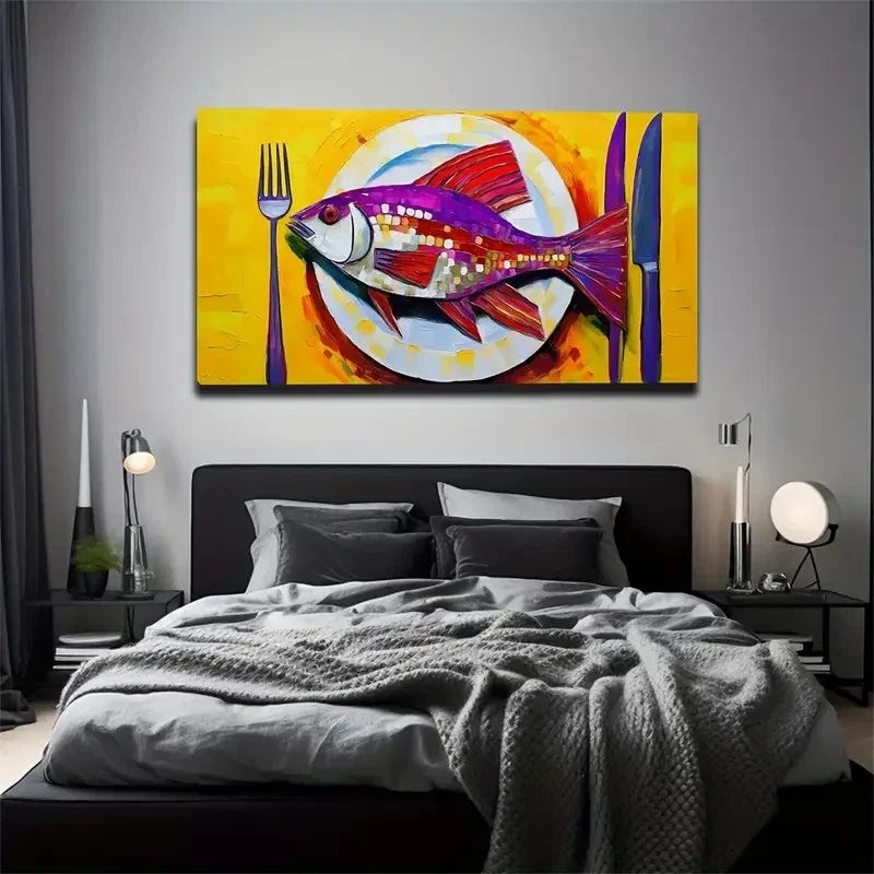 Vibrant Yellow Background Wall Art Canvas Office Home Room Framed 80x45cm
