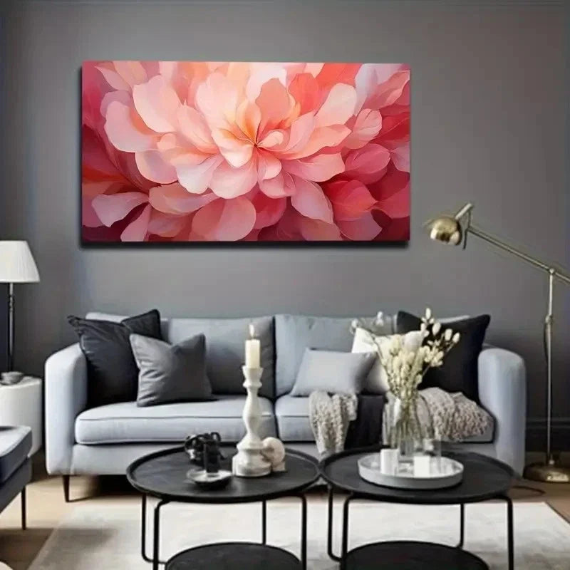 Vibrant Pink & Orange Flower Wall Art Canvas Office Home Room Framed 80x45cm