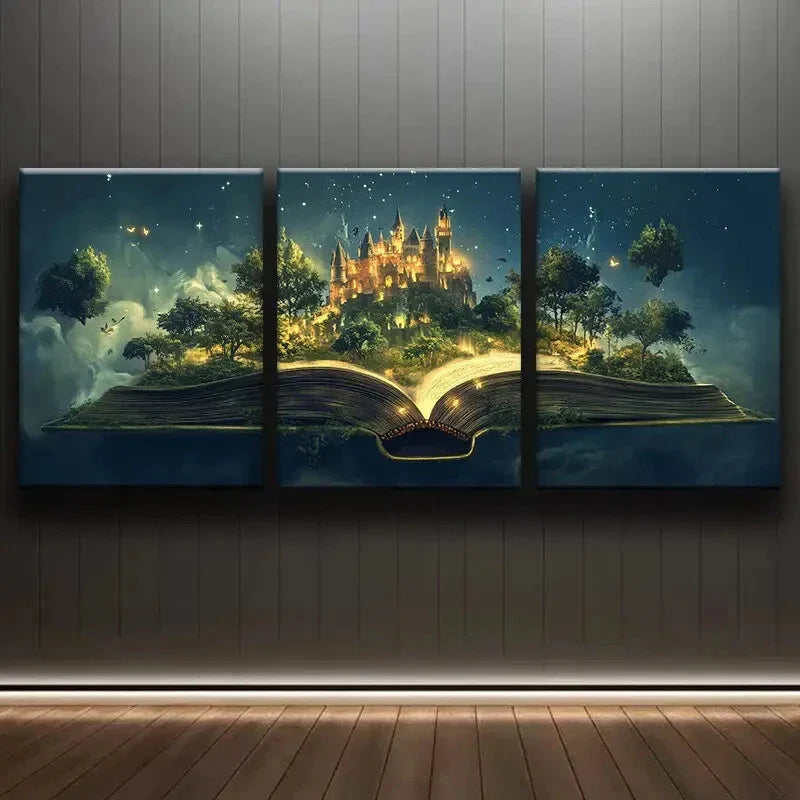 3pcs Enchanted Fairy & Fantasy City Metal Print Ready to Hang Art