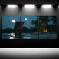 3pcs Leopard Beach Night View Moon Metal Print Ready to Hang Art
