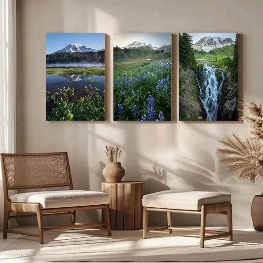 3pcs Mount Rainier National Park Reflection Lake Metal Print Ready to Hang Art