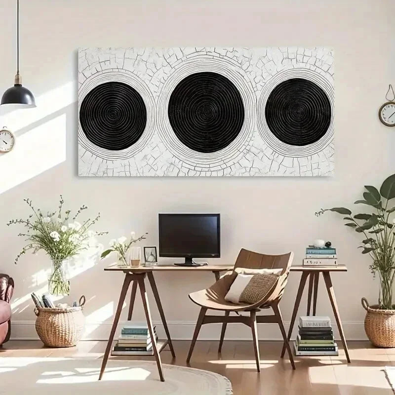 Vintage Texture Concentric Wall Art Canvas Office Home Room Framed 120x60cm